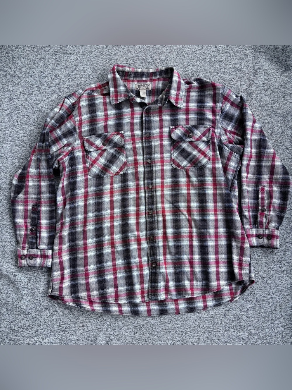 Duluth Trading Red Gray Flannel Work Shirt